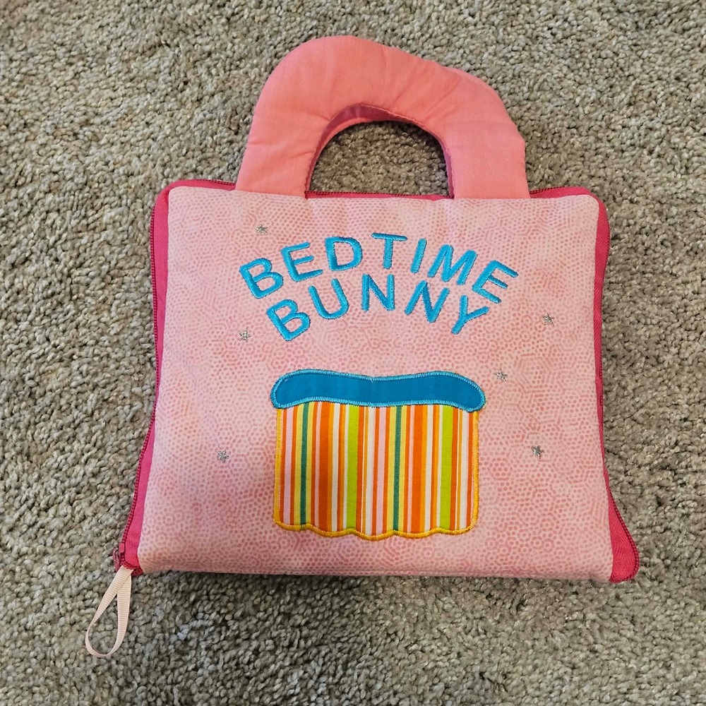 Bedtime Bunny Quiet Book Kids OS Pink Fabric Activity Sensory Travel Toy